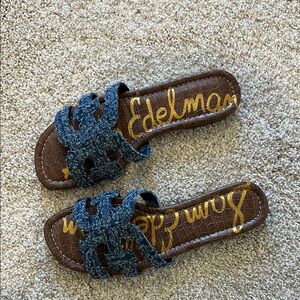 Sam Edelman Blue Textured Slide Sandals